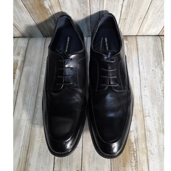 BRUNO MARC Mens Black Leather Square Toe Lace Up Dress Shoes Size 15